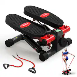 HARISON - Mini Stepper with Resistance Bands, Portable Under Desk Stepper with LCD Monitor, 330 LB Capacity (BB349B) - Black