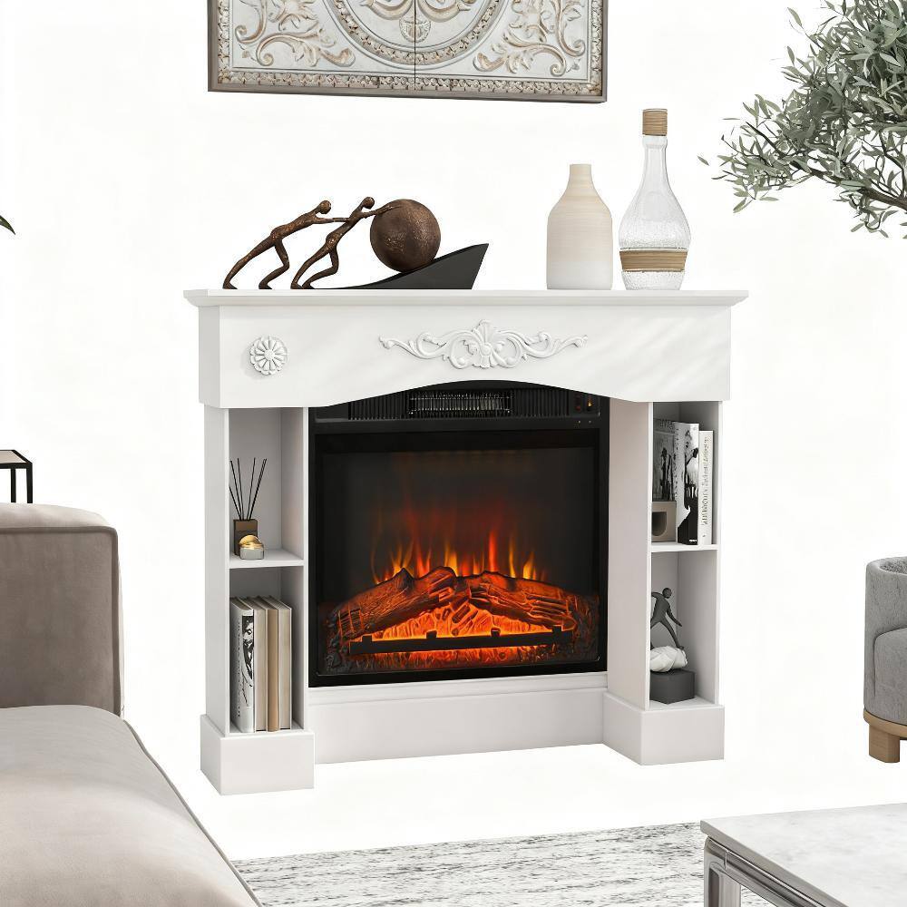 Alt View 3. TinyHomie - Freestanding Fireplace Surround with Leg for Electric Fireplaces.