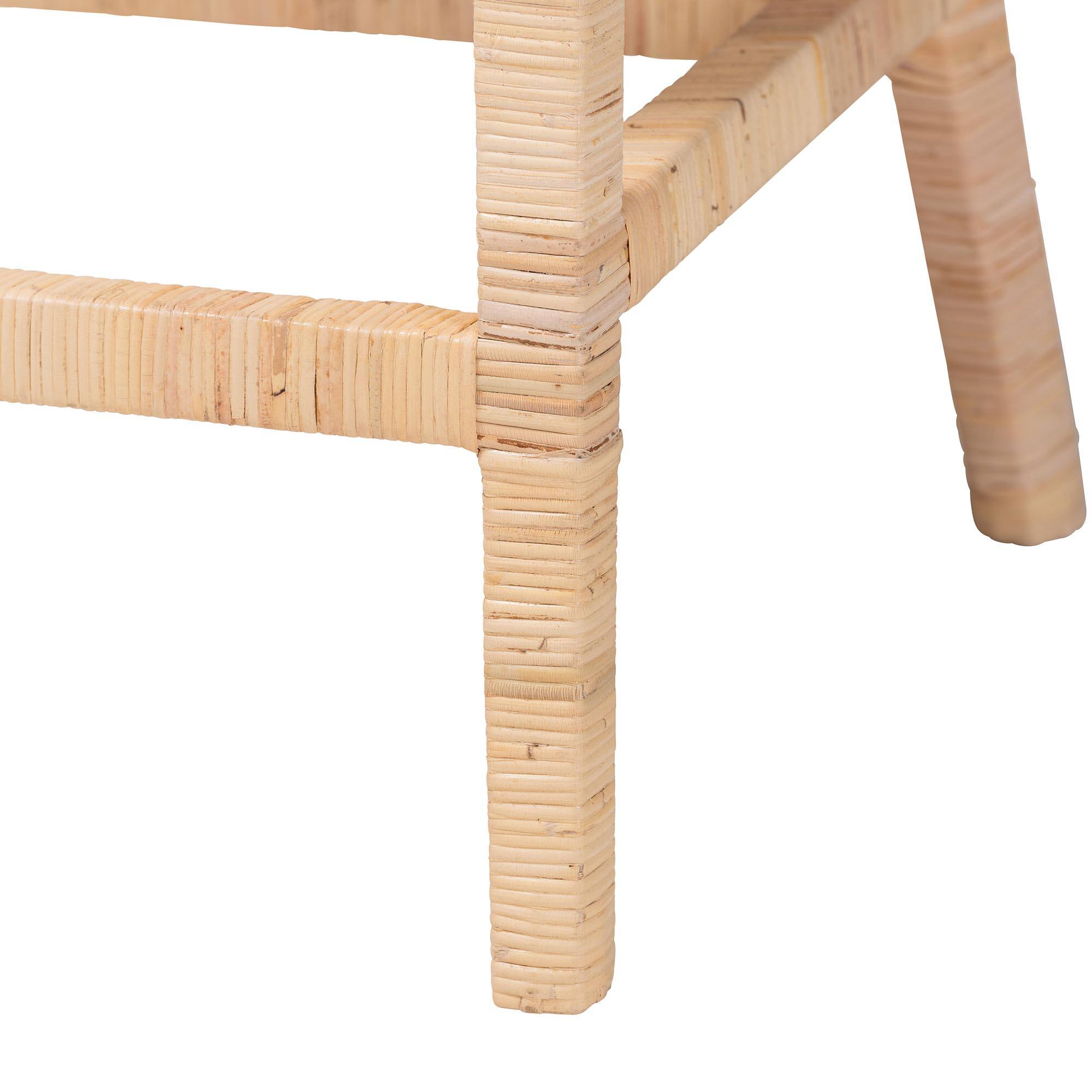 Alt View 2. bali & pari - Beata Natural Rattan Counter Stool - Handcrafted Wingback Counter Chair with Woven Detailing and Removable Cushion - Light Honey.