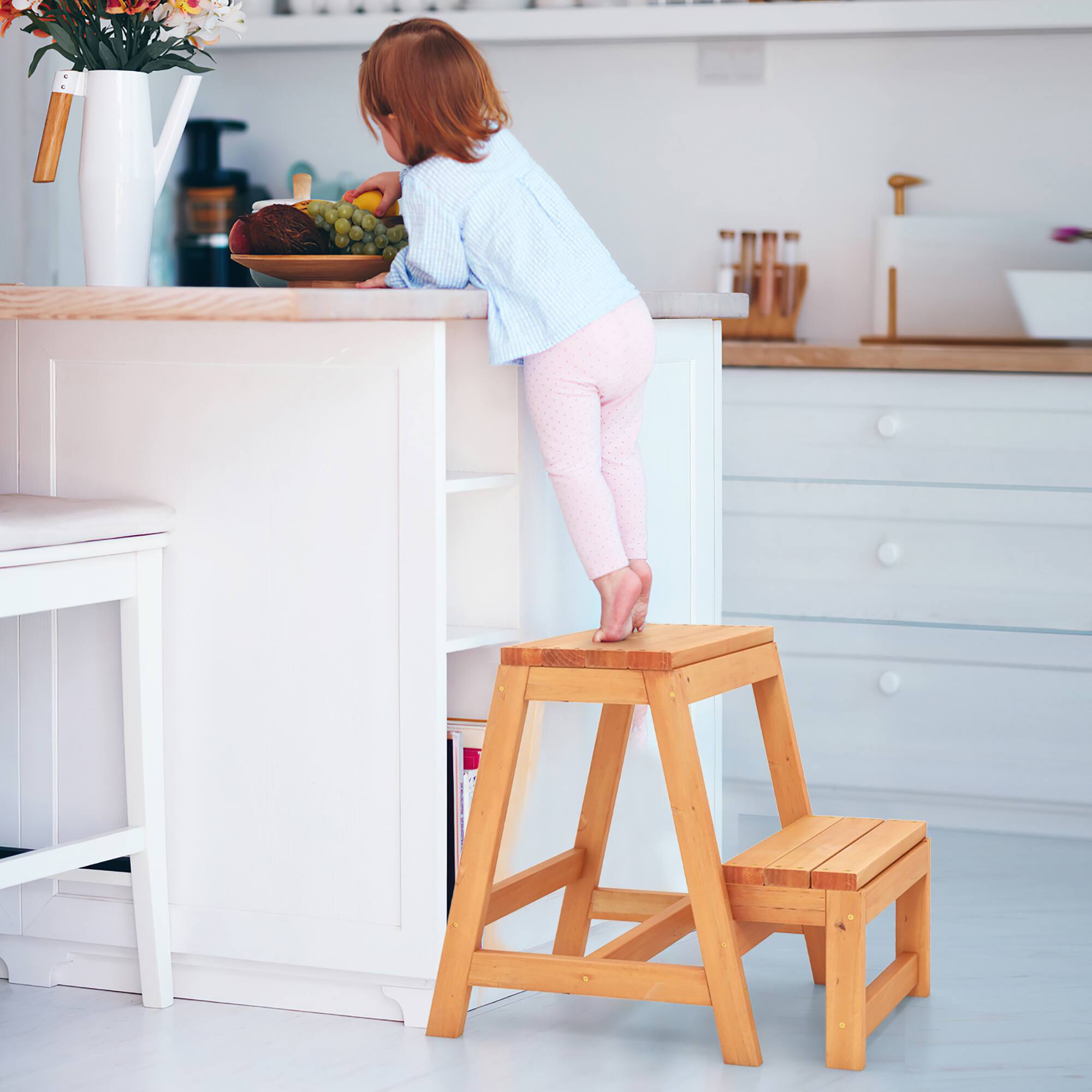 Alt View 4. Gymax - Gymax 2-Tier Folding Plant Stand Portable & Foldable Wooden Flowerpot Shelf for Garden - Natural.