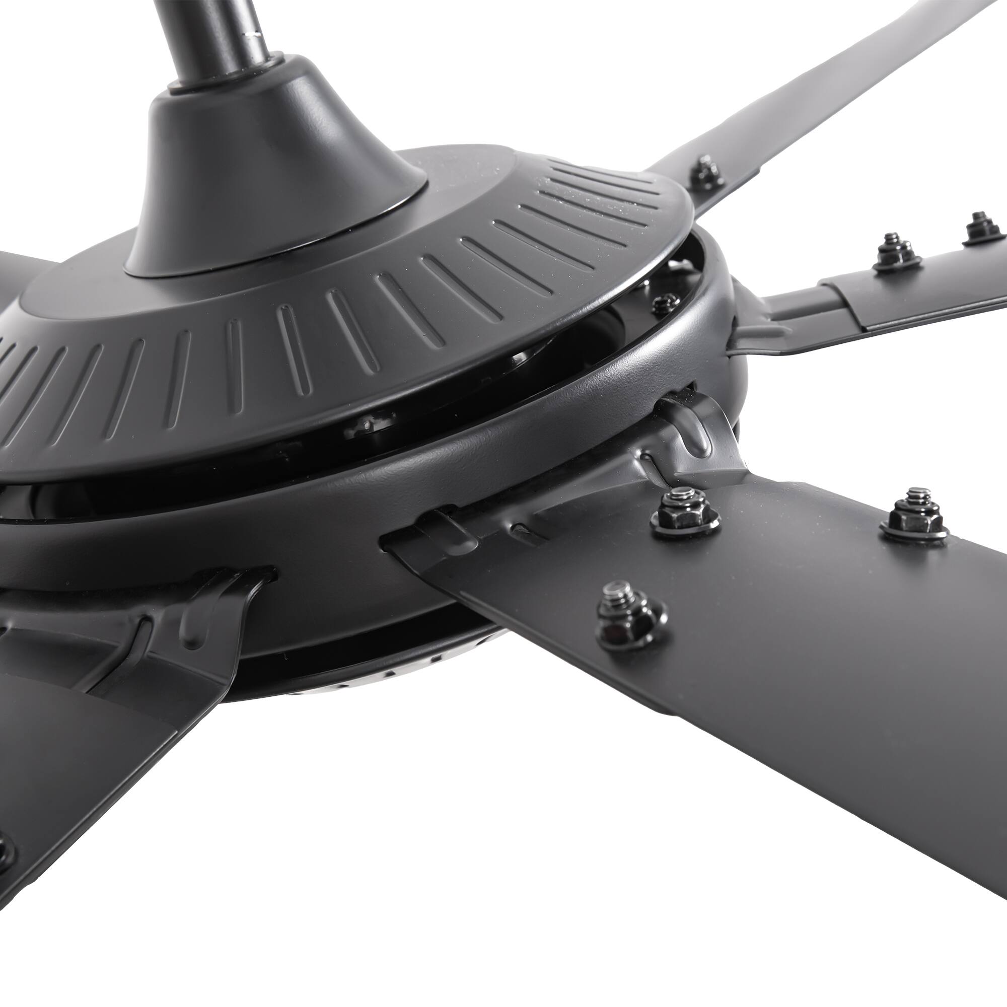 Alt View 3. Parrot Uncle - 120 Inch Industrial Aluminum 6 Blade DC Motor Large HVLS Ceiling Fan No Light - Black.