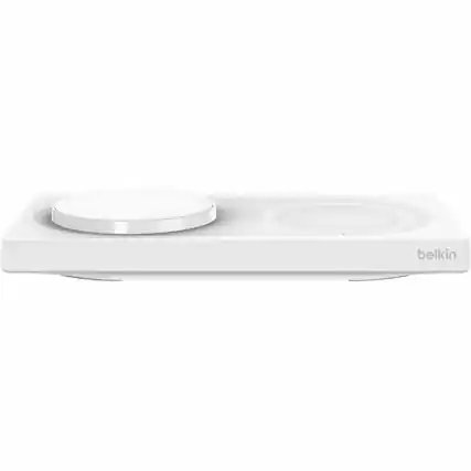 Front. Belkin - Belkin BoostCharge Pro MagSafe 2-in-1 Charging Pad - For iPhone, AirPod, MacBook - Input connectors: USBProprietary - White.