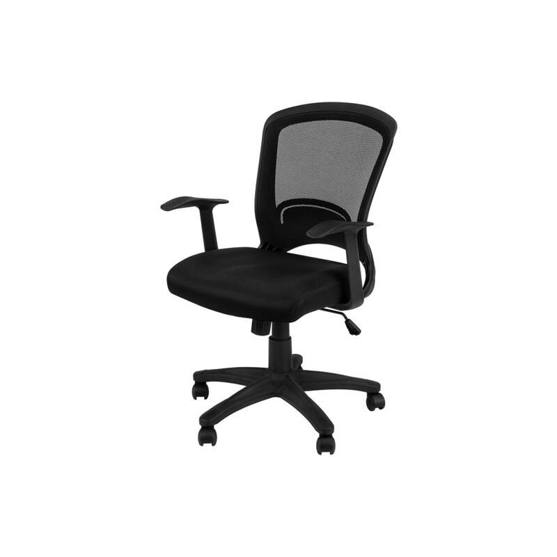 Front. HTUTWOO - Modern Office Chair - Adjustable Height, Swivel, Ergonomic, Armrests, Computer Desk, Work, Mesh & Metal, Contemporary - Black.