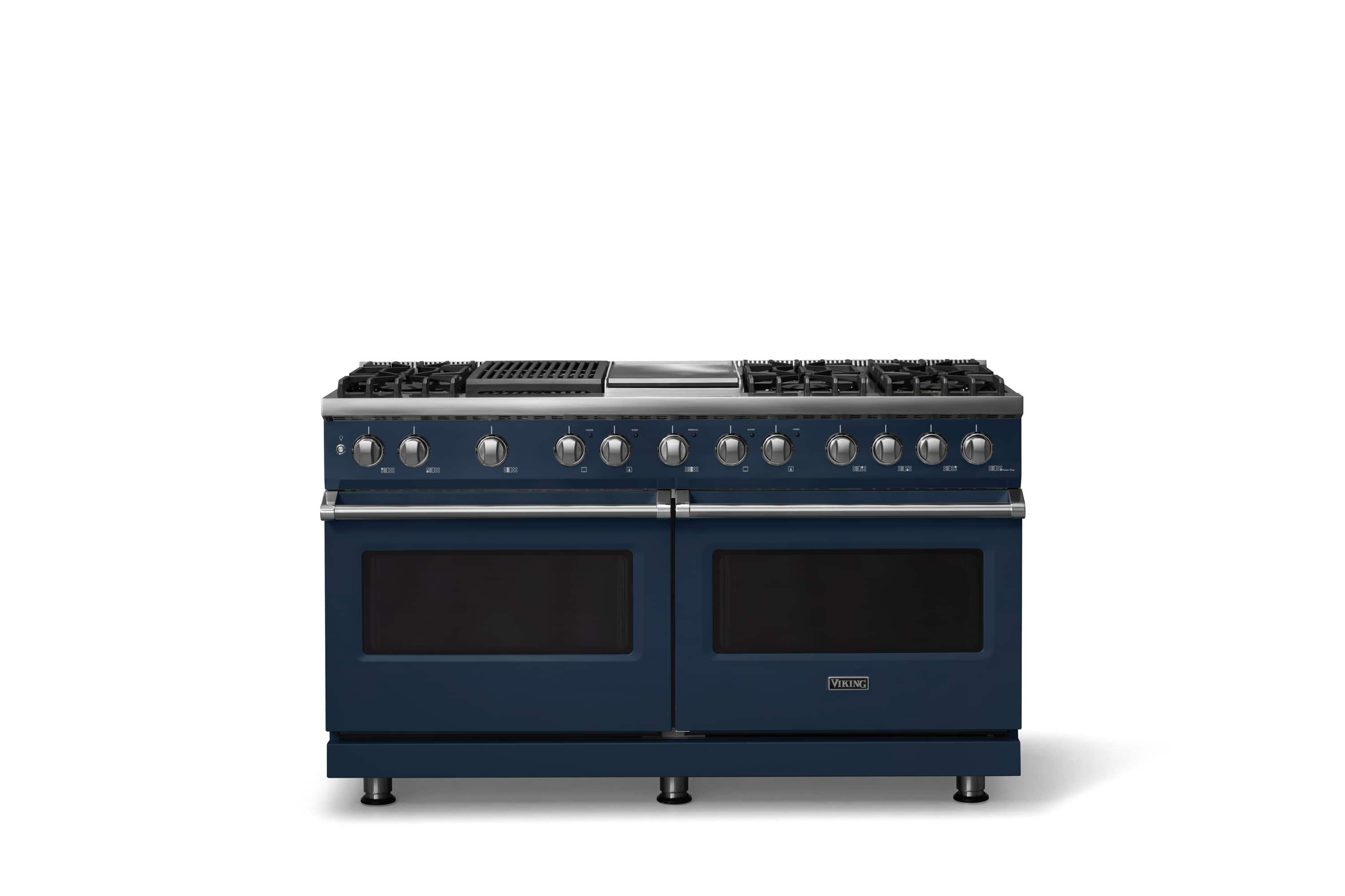 Front. Viking - Pro 5 Series 9.4 Cu. Ft. Freestanding Sealed 8B LP DF Convection Range/Griddle/Grill - Slate Blue - Slate Blue.