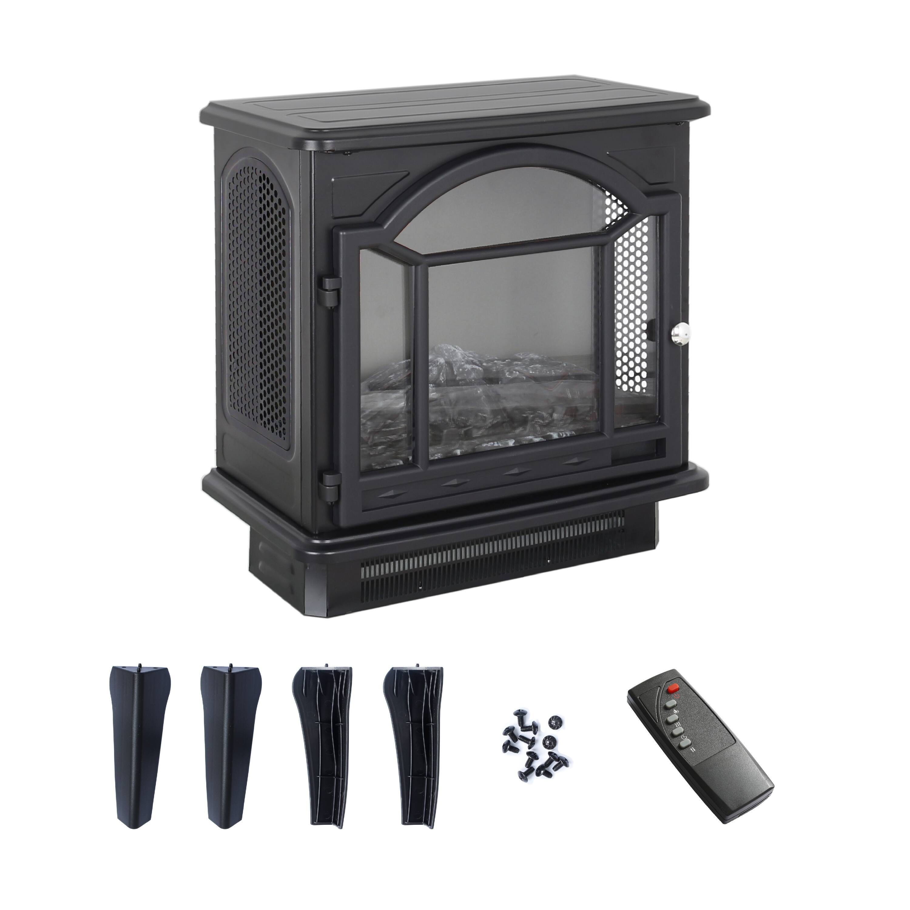 Alt View 4. GOODSILO - 18"" Electric Infrared Quartz Fireplace Stove with Remote - Freestanding Design - Antique Black.