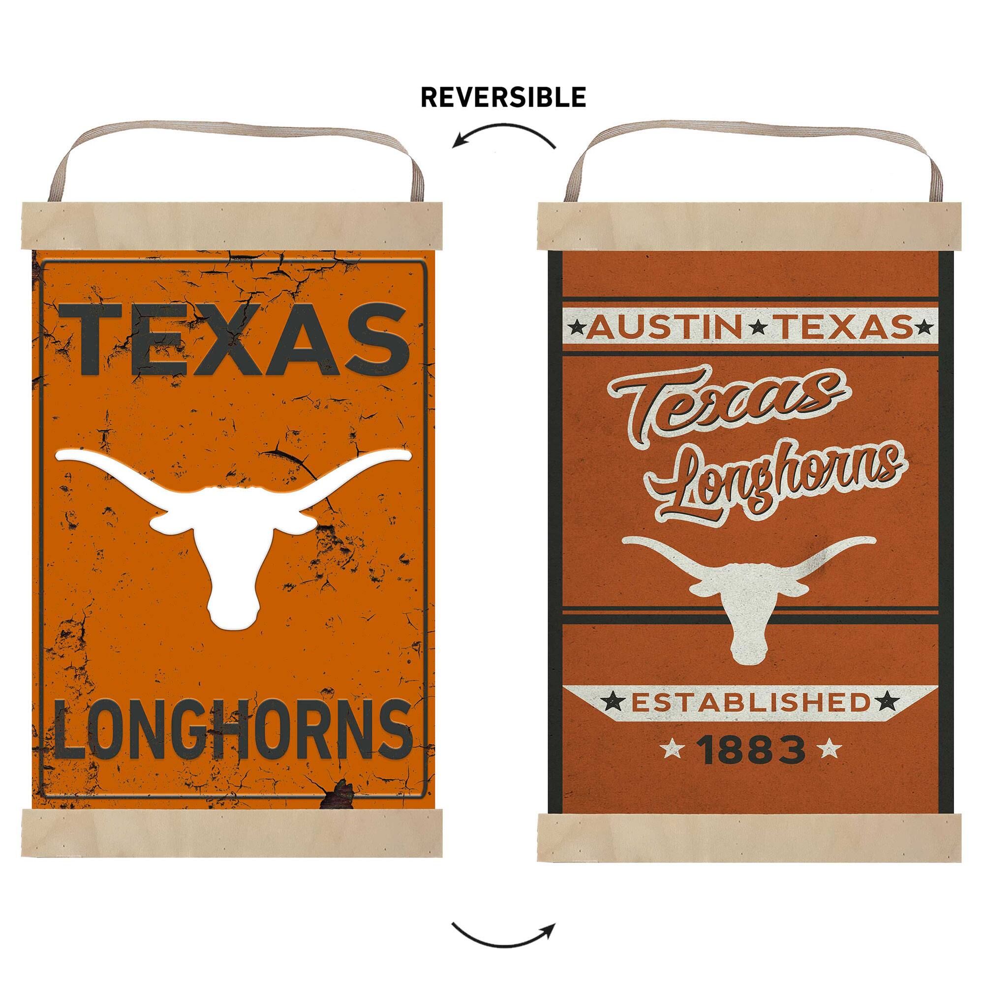 REVERSIBLE  
TEXAS AUSTIN TEXAS  
Texas Longhorns  
LONGHORNS  
ESTABLISHED 1883