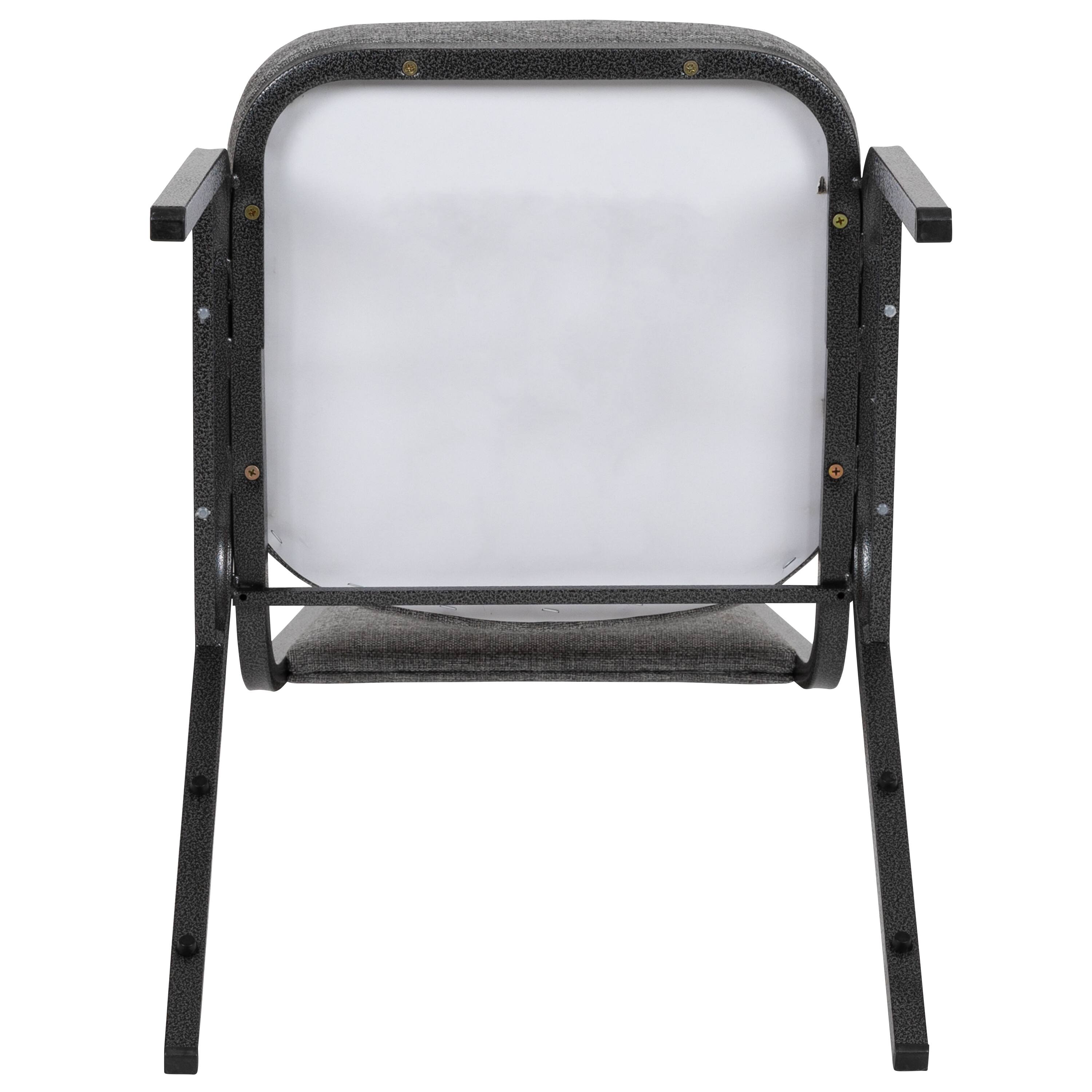 Alt View 10. Emma + Oliver - 4 Pack Trapezoidal Back Stacking Banquet Chair - Gray Fabric/Silver Vein Frame.