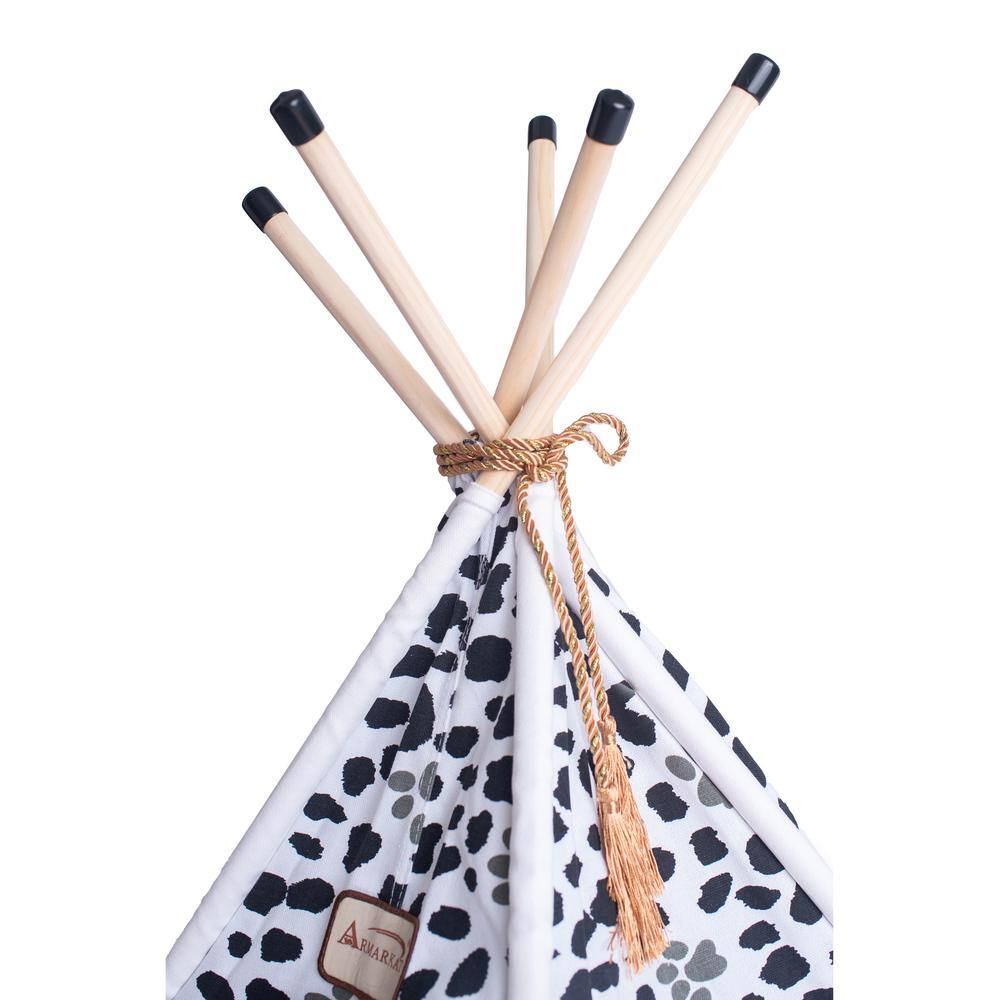 Alt View 4. Armarkat - Cat Bed Teepee Style White W/Black Paw Print - White.