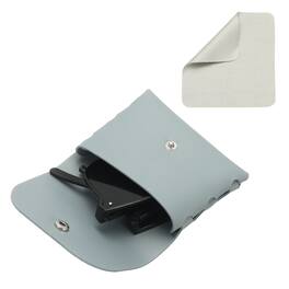 Unique Bargains - Leather Eyeglass Case 3.7x0.8x2.9" Button Closure Pouch for Folding Sunglasses - Blue