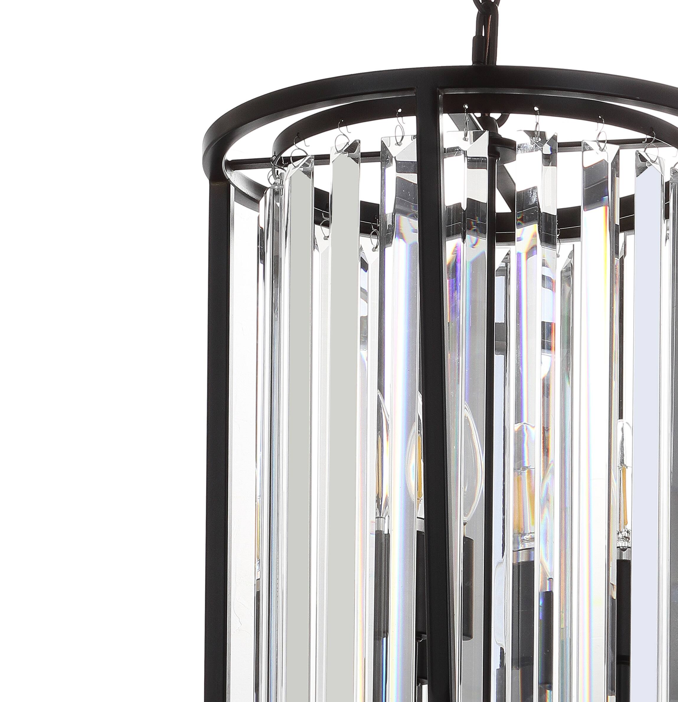 Alt View 3. Jonathan Y - Bevin 12" Metal/Crystal LED Pendant, Oil Rubbed Bronze - Oil Rubbed Bronze.