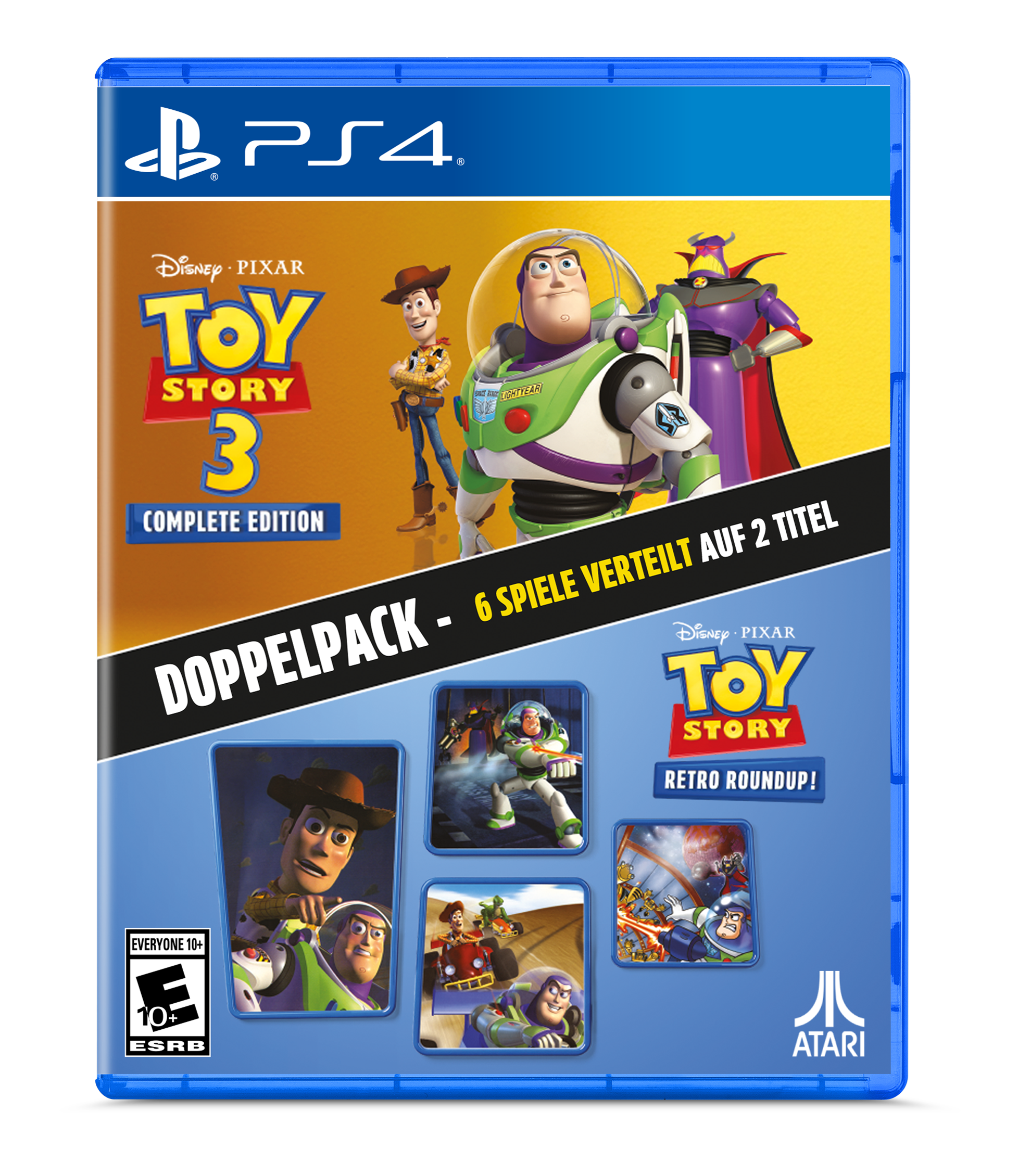 B PS4 Disney PIXAR TOY STORY 3 COMPLETE EDITION DOPPELPACK - 6 SPIELE VERTEILT AUF 2 TITEL - TOY STORY RETRO ROUNDUP! EVERYONE 10+ E 10 ESRB ATARI