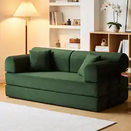 Anysun - Corduroy Convertible Sleeper Sofa Bed - Folding Mattress Couch with Fixed Frame for Living Room & Bedroom - Green
