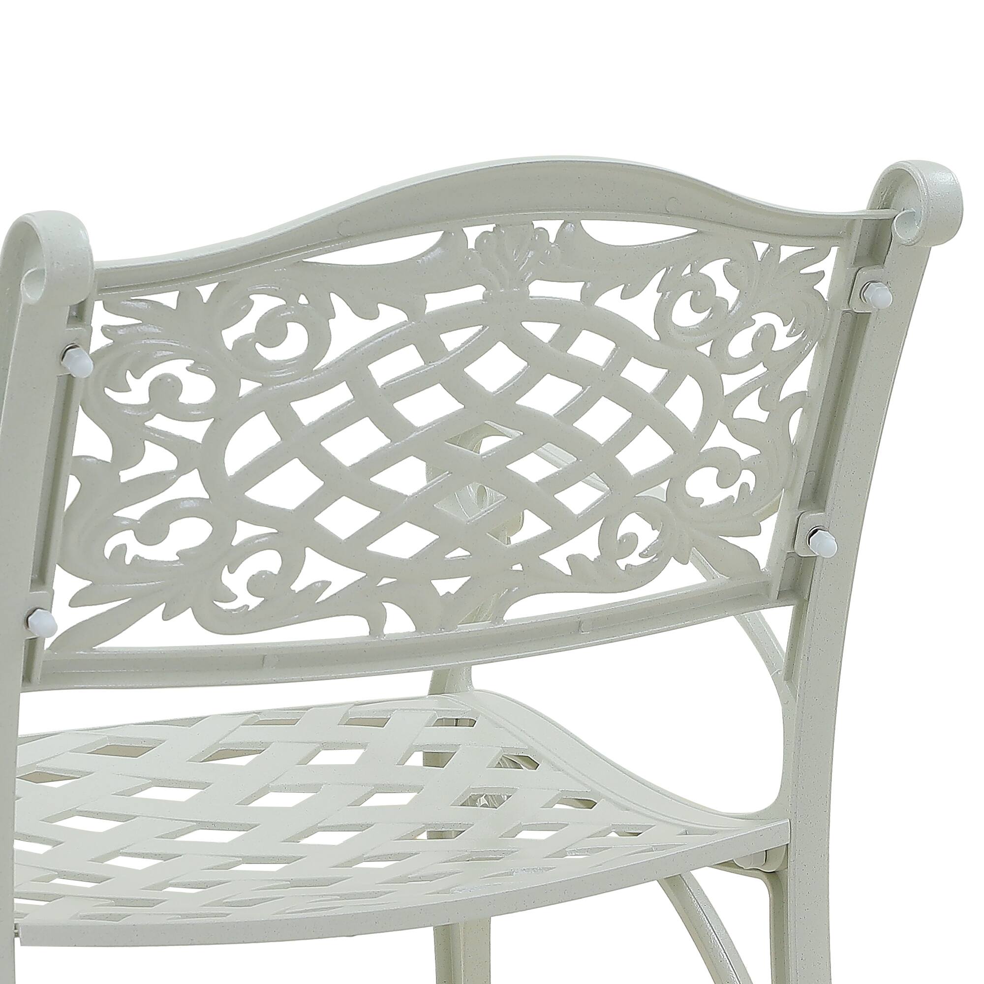 Alt View 4. Mondawe - Set of 2 Cast Aluminum Stationary Dining Chairs - White.