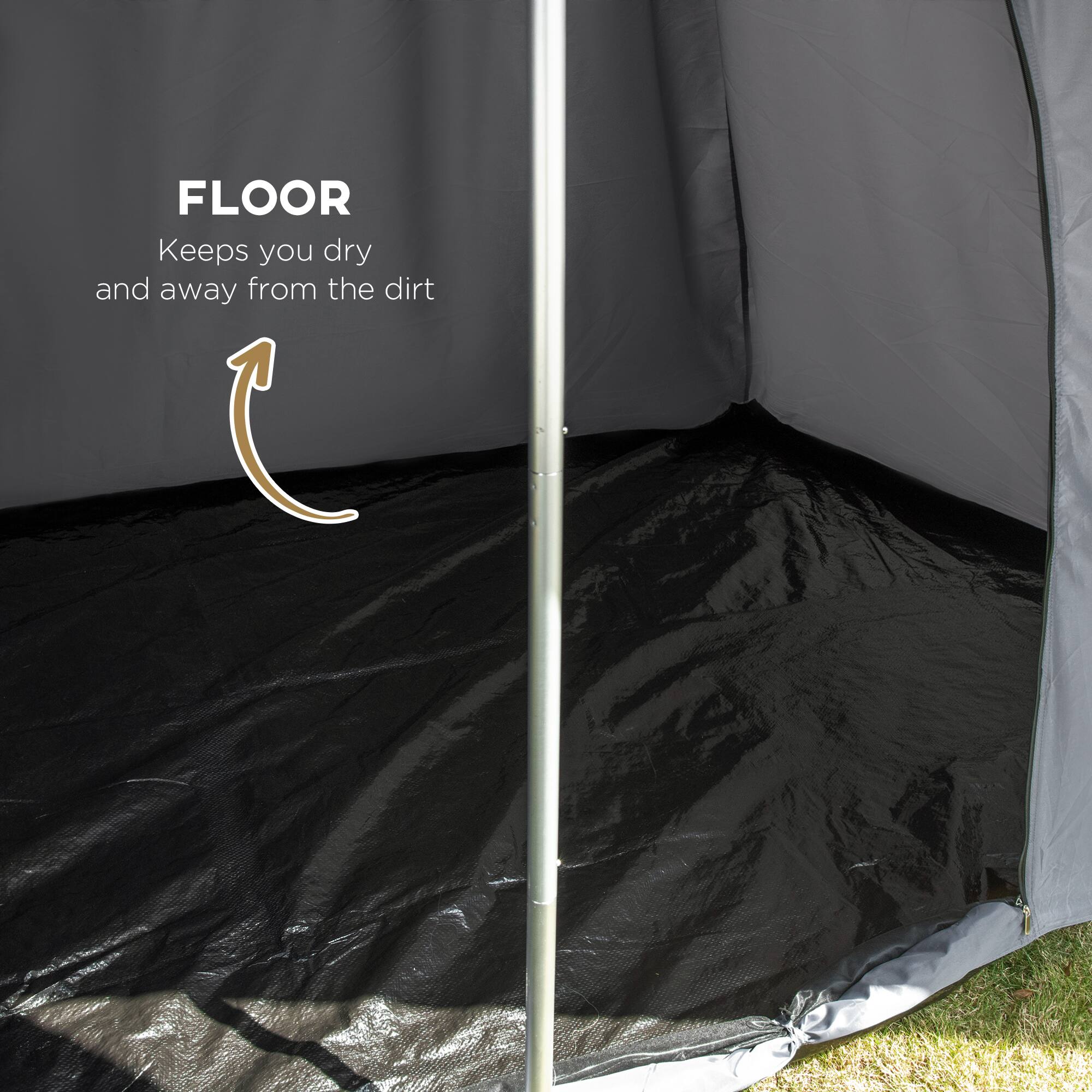 FLOOR  
Keeps you dry and away from the dirt
