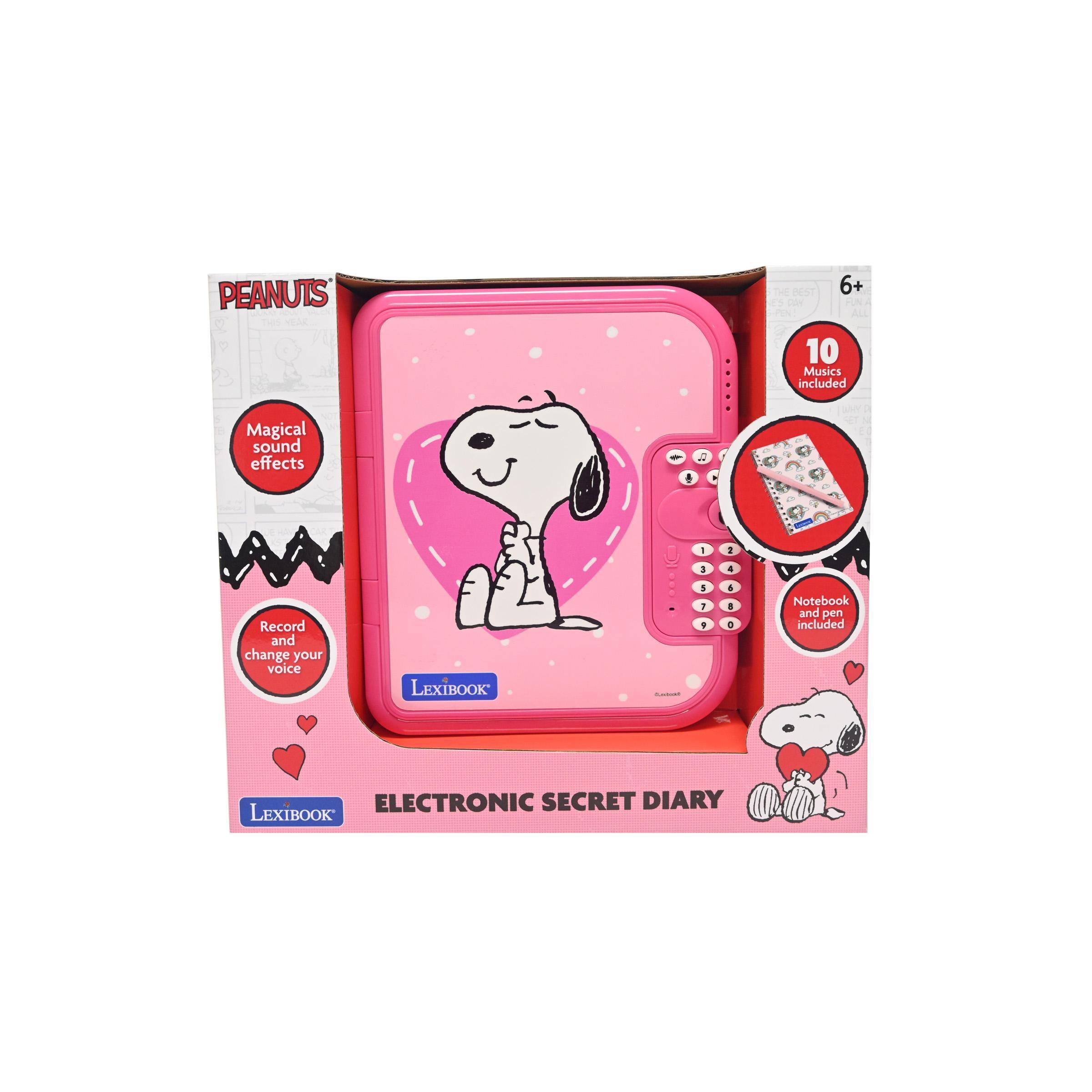PEANUTS - NEST 6+ D 10 Musics included Magical sound effects 2. - 1 1 4 Record and change your voice LEXIBOOK - 1 - + + 4 + Notebook and pen included ELECTRONIC SECRET DIARY LEXIBOOK