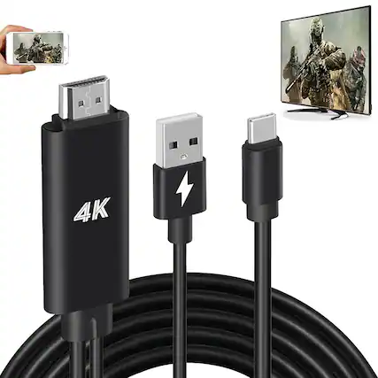 Front. ACJPR - USB-C to HDMI 4K Adapter Cable – MHL Video Converter, Charging & Mirroring to TV/Projector.