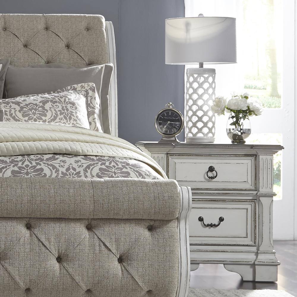 Alt View 6. Liberty Furniture Industries - Abbey Park 2 Drawer Night Stand w/ Charging Station in Antique White - White.