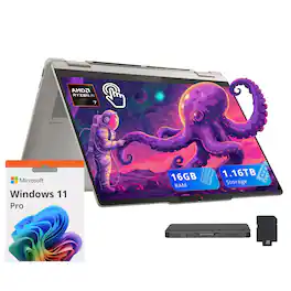 Lenovo - Yoga 7 14" Touchscreen 2-in-1 Laptop,AMD Ryzen AI 7 350,16GB RAM,1TB SSD+160GB Dock Station,Win 11 Pro - Seashell