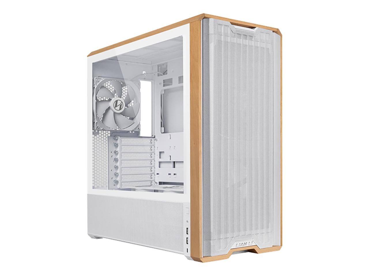 Alt View 7. Lian Li - Lian Li LANCOOL 217 Walnut Wood Mid-Tower Case, 5 PWM Fans, White (LAN217W) - White.