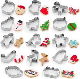 Zulay Kitchen - 14-Piece Metal Christmas Cookie Cutters - Stainless Steel With Folded Edges