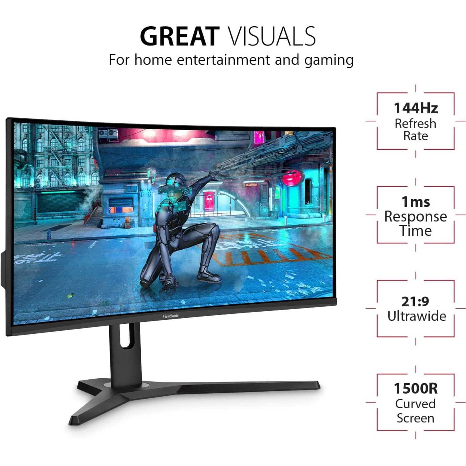 Alt View 16. ViewSonic - VX3418-2KPC 34" LCD Curved FHD Adaptive Sync Gaming Monitor (DisplayPort HDMI) - Black.
