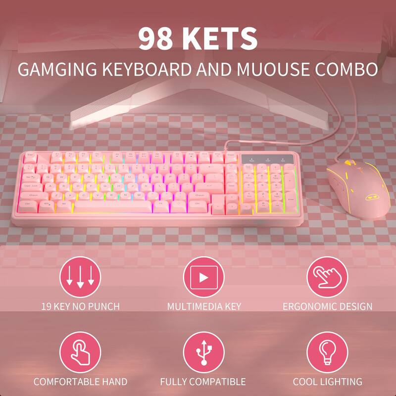 98 KETS GAMING KEYBOARD AND MOUSE COMBO

- 19 KEY NO PUNCH
- MULTIMEDIA KEY
- ERGONOMIC DESIGN
- COMFORTABLE HAND
- FULLY COMPATIBLE
- COOL LIGHTING