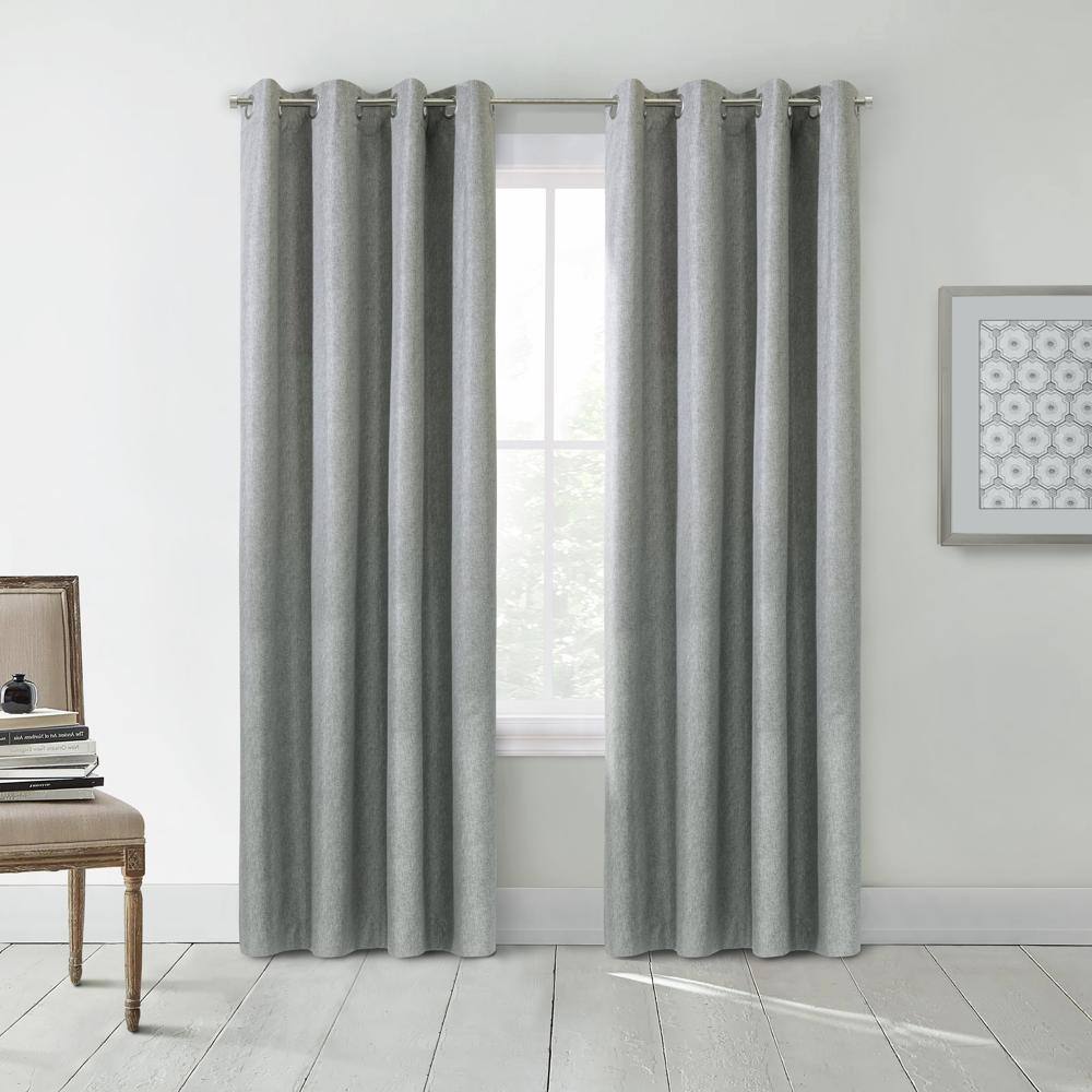 Angle. Commonwealth Home Fashions - Thermaplus Denver Blackout Grommet Curtains for Livingroom 52" x 108" Taupe Grey - Taupe Grey.