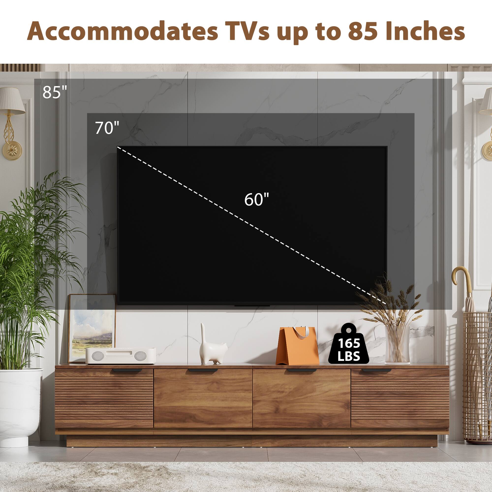 MERAVOM Mid Century Modern TV Stand for TVs up to 85