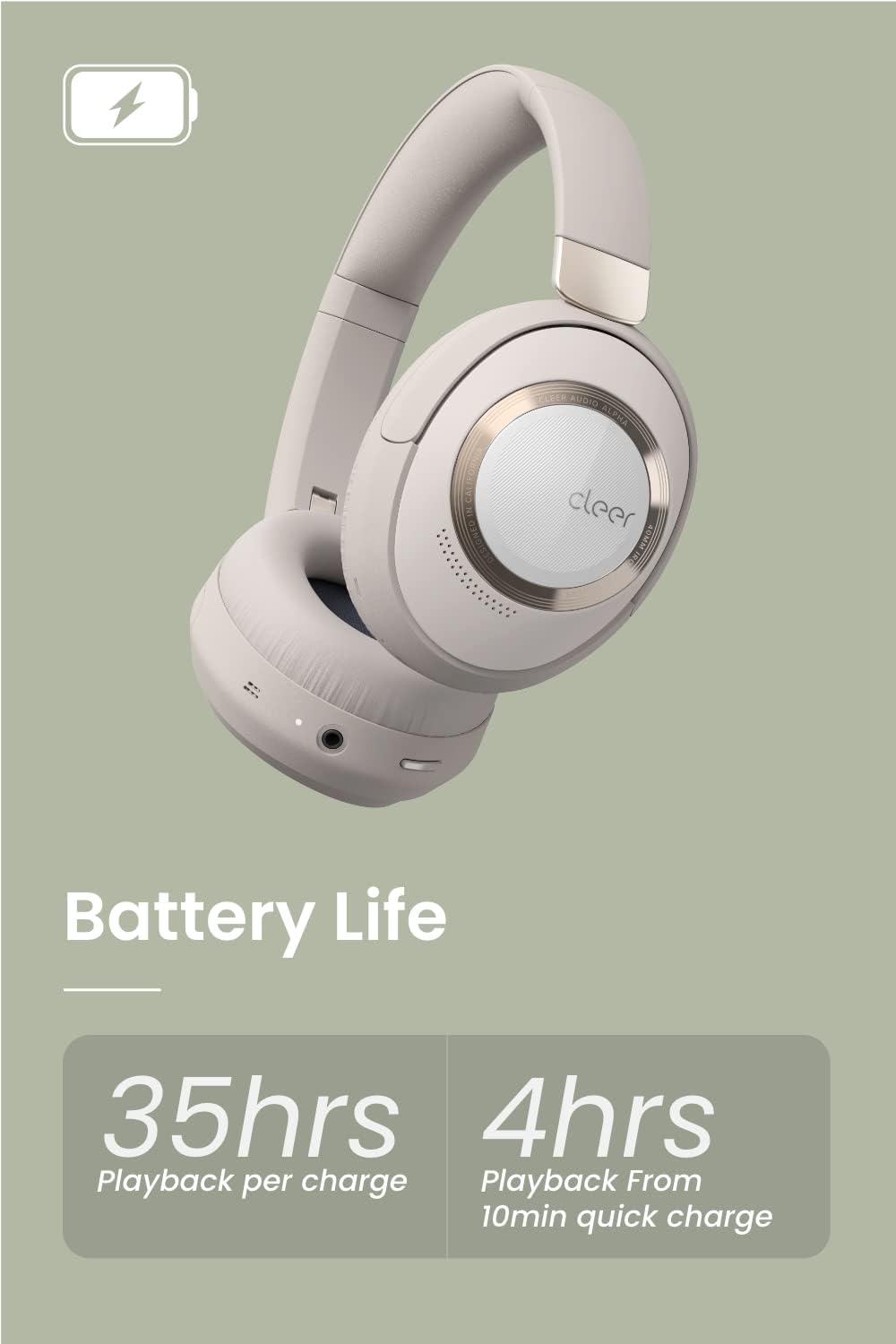 cleer audio alpha 1n designed 1n cleer audio alpha 1n romminc somm d battery life 35hrs 4hrs playback per charge playback from 10min quick charge