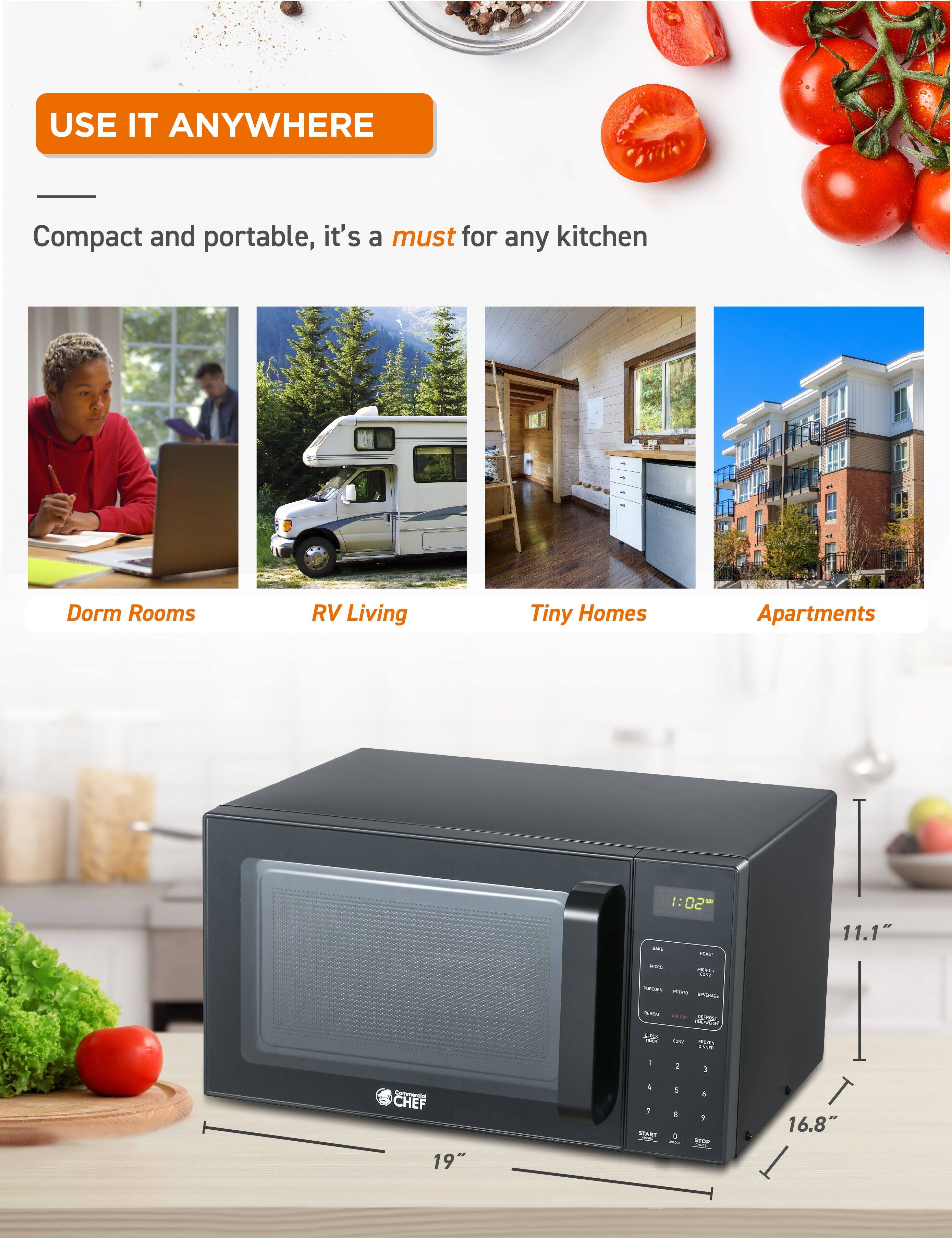 USE IT ANYWHERE
Compact and portable, it's a must for any kitchen
Dorm Rooms
RV Living
Tiny Homes
Apartments
1:02
11.1"
19"
16.8"