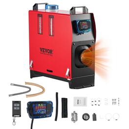 VEVOR - Diesel Air Heater, 8 kW DC12-24V, Fast Heating Diesel Parking Heater with Remote Control and Blue LCD Switch, Low Noise - Red;Black