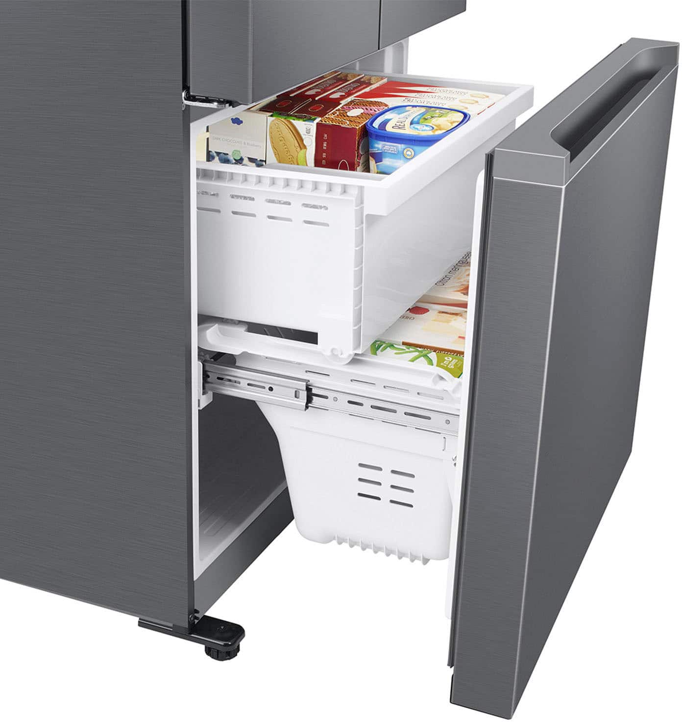 Alt View 22. Samsung - 17.5 cu. ft. 3-Door French Door Counter Depth Smart Refrigerator with Twin Cooling Plus - Stainless Look.