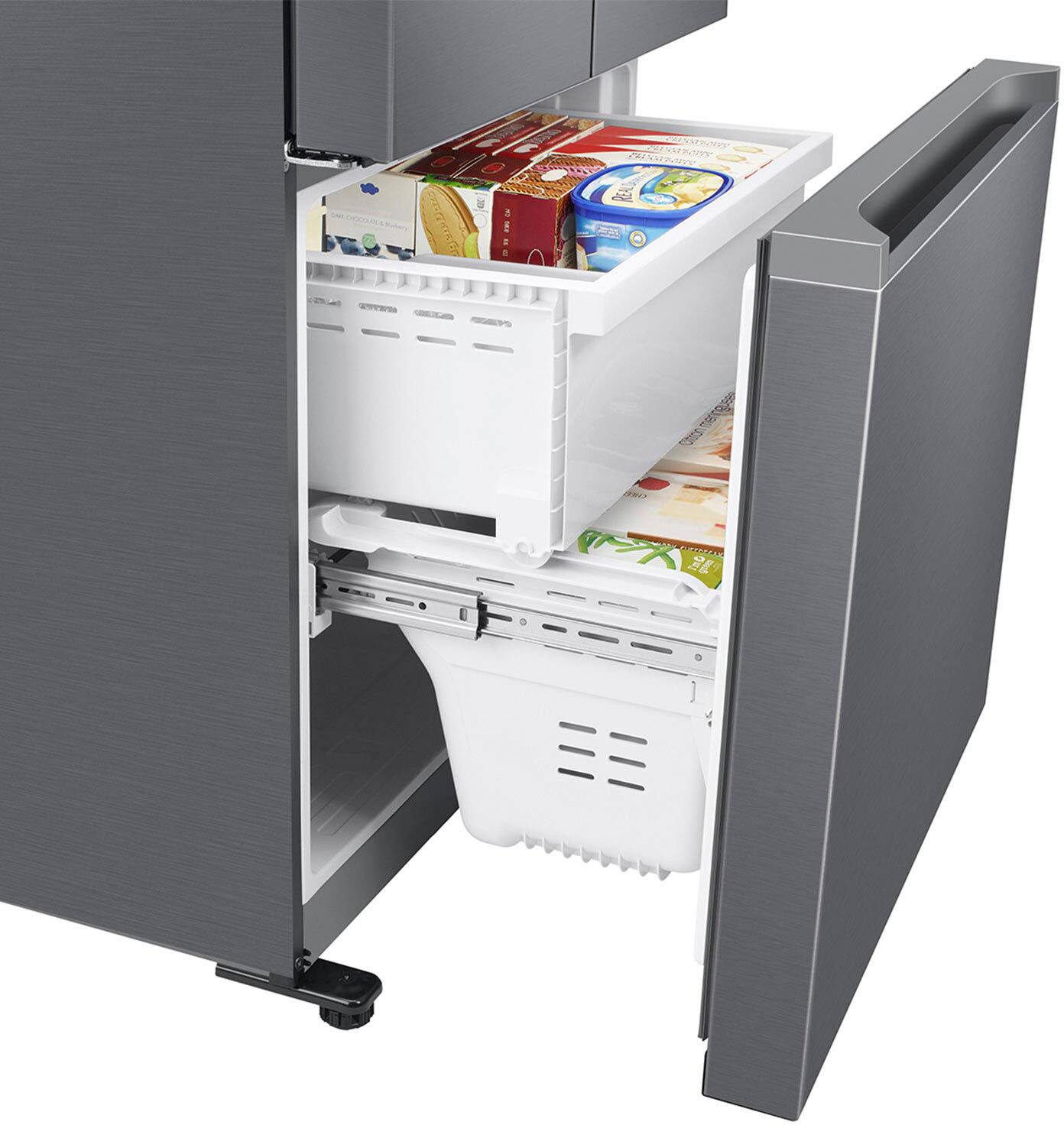 Alt View 22. Samsung - 17.5 cu. ft. 3-Door French Door Counter Depth Smart Refrigerator with Twin Cooling Plus - Stainless Look.