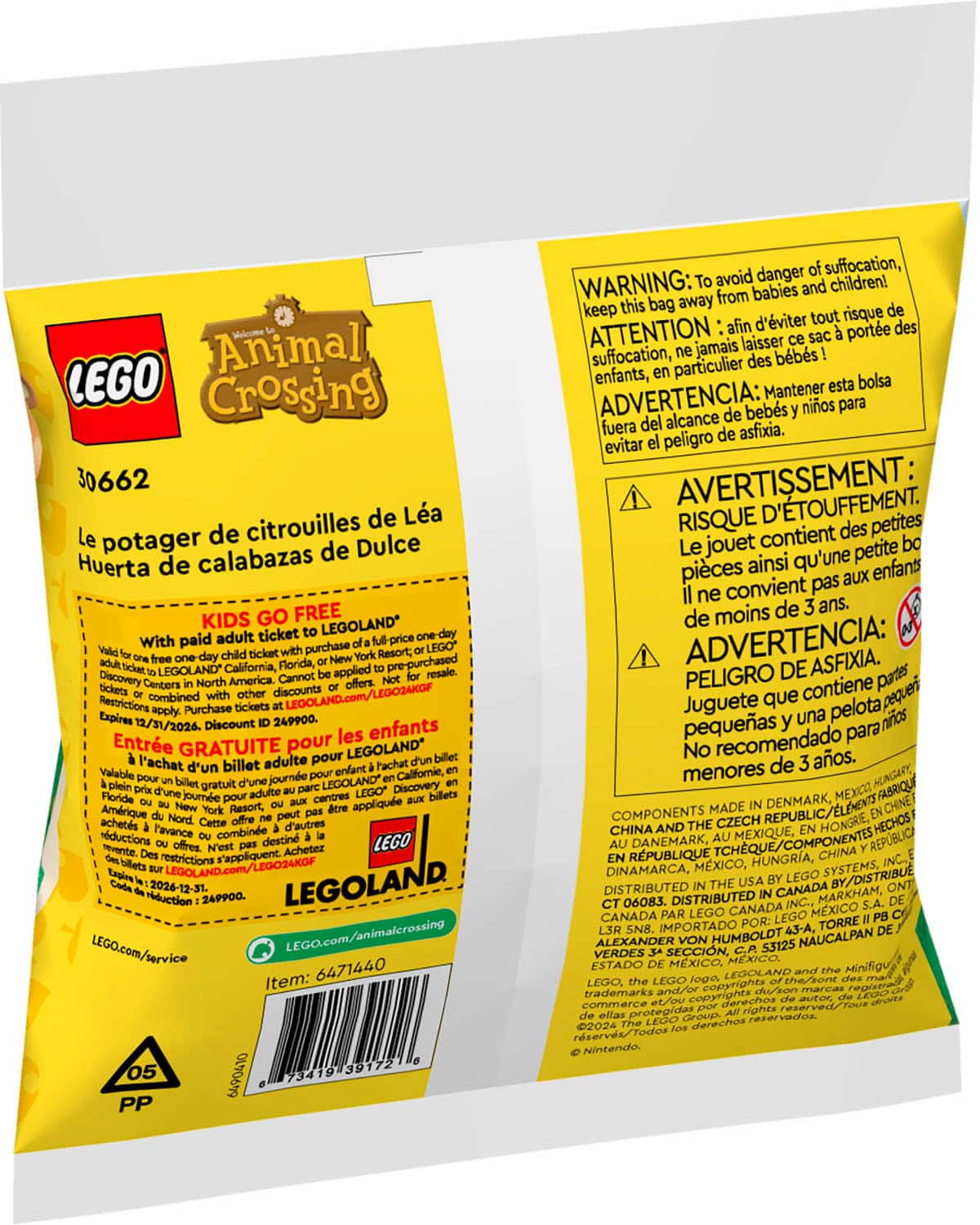 Animal LEGO Crossing 30662 citrouilles de La le potager de Dulce calabazas de Huerta de KIDS GO FREE ticket LEGOLAND* With paid adult u-price purchase Resort, LEGOLAND California, Florida, applied pre-purchased Discovery America. Cannot combined discounts LEGOLAND.com/LEGO24KOF Restrictions Purchase Expires 12/31/2026. Discount 249900. les enfants Entre GRATUITE pour LEGOLAND l'achat billet adulte Valable jour Calfornie, gratuit LEGOLAND Discovery journe Amrique applique achets l'avance combine rductions destin LEGO s'appliquent Achetez restrictions rduction 2026-12-31 249900. LEGOLAND LEGO.com/service LEGO.com/animalcrossing Item: 6471440 05 6490410 73419 39172 PP avoid danger suffocation, WARNING: babies children! bag away from keep this risque afin d'viter tout ATTENTION laisser porte suffocation, jamais bbs enfants, particulier bolsa ADVERTENCIA: Mantener bebs nios para fuera alcance asfixia. evitar peligro AVERTISSEMENT: D'TOUFFEMENT.