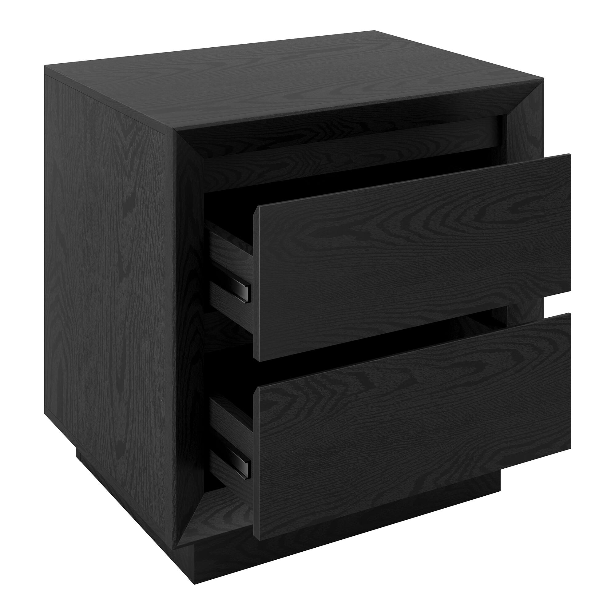 Alt View 1. Hudson&Canal - Emmett 24" Wide Rectangular Nightstand in Black Grain - Black.