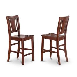 East West Furniture - Buckland Counter Height Dining room Chair with Wood Seat Finish - Mahogany