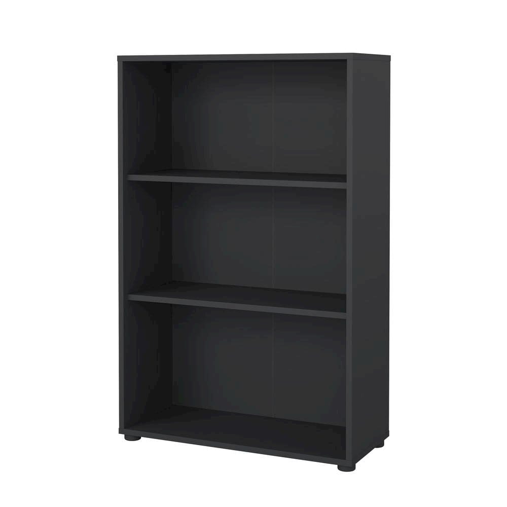 FurniFact - Modern 3-Shelf Bookcase with Adjustable Storage for Home Office - Gray