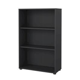 FurniFact - Modern 3-Shelf Bookcase with Adjustable Storage for Home Office - Gray