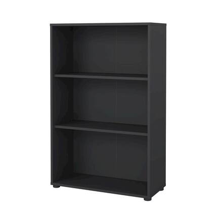 Front. FurniFact - Modern 3-Shelf Bookcase with Adjustable Storage for Home Office - Gray.