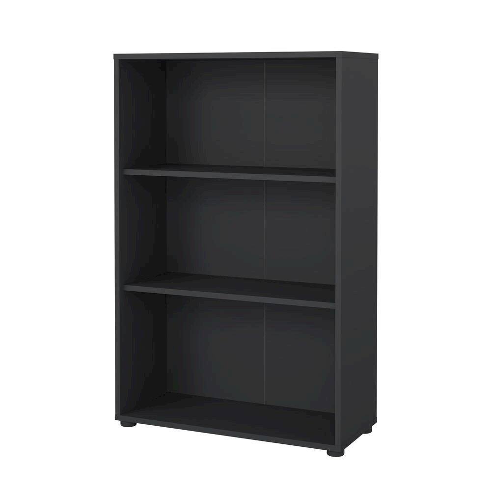 Front. FurniFact - Modern 3-Shelf Bookcase with Adjustable Storage for Home Office - Gray.