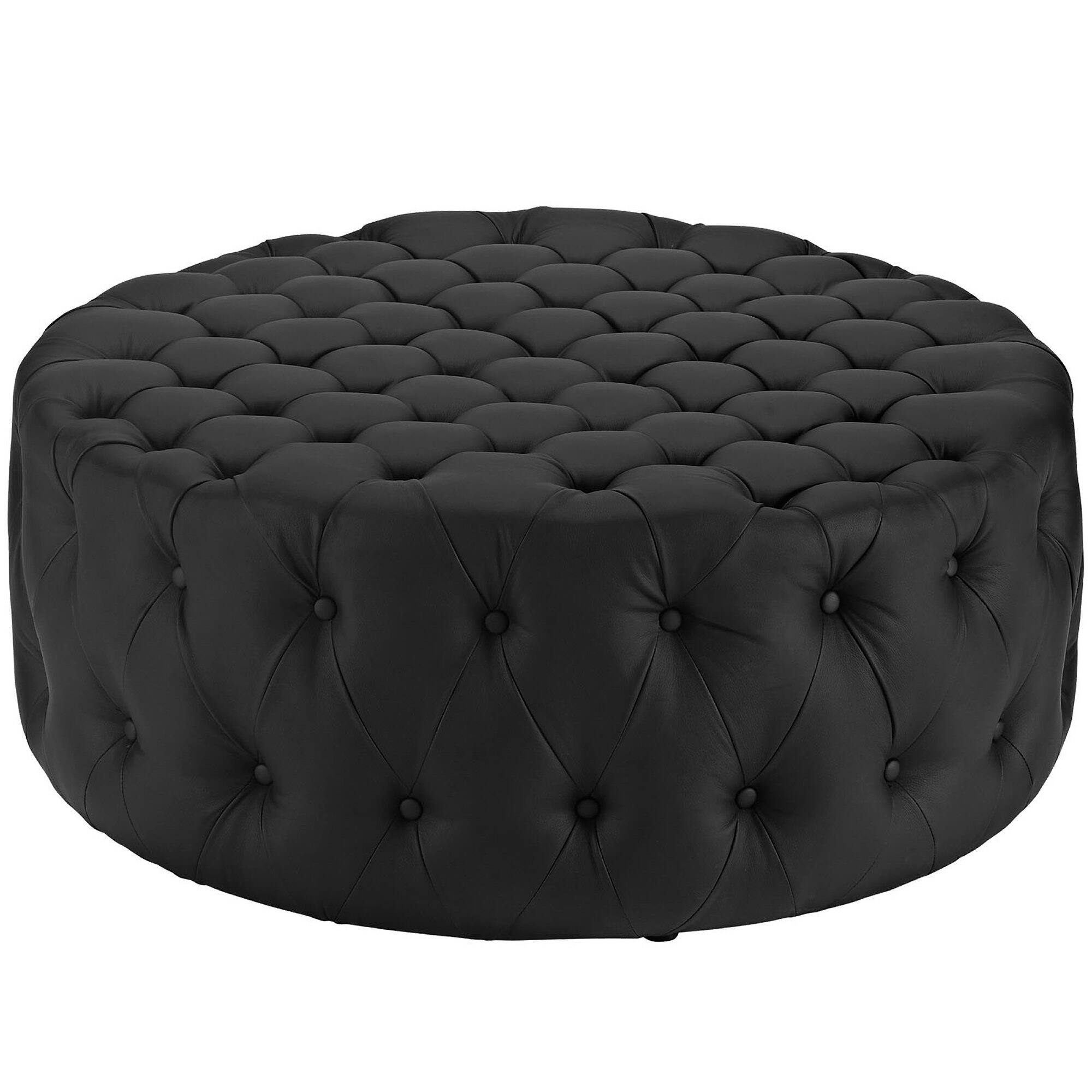 Angle. Modway - Amour Upholstered Vinyl Ottoman by Modway - EEI-2224-BLK.
