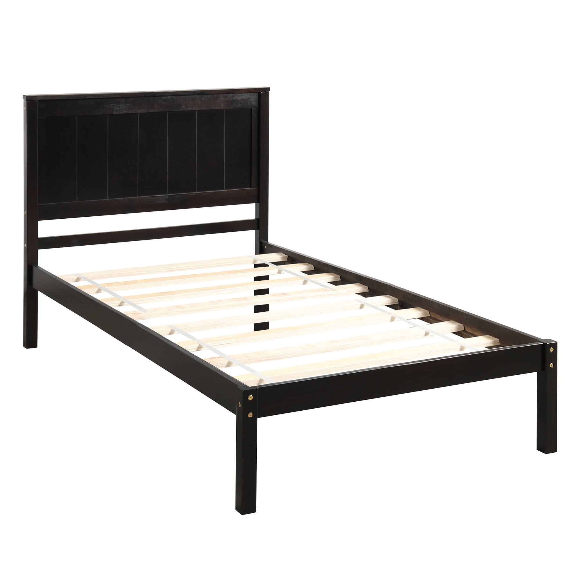 Left. Whisen - Platform Bed Frame with Headboard, Wood Slat Support, No Box Spring Needed - Espresso.