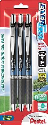 Pentel - EnerGel RTX Retractable Gel Pens, Fine Point, 0.5mm, 3/Pack - Black Ink