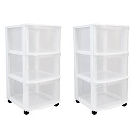 Gracious Living - Classic 3 Drawer Organizer Plastic Storage Cart w/Wheels(2 Pack)