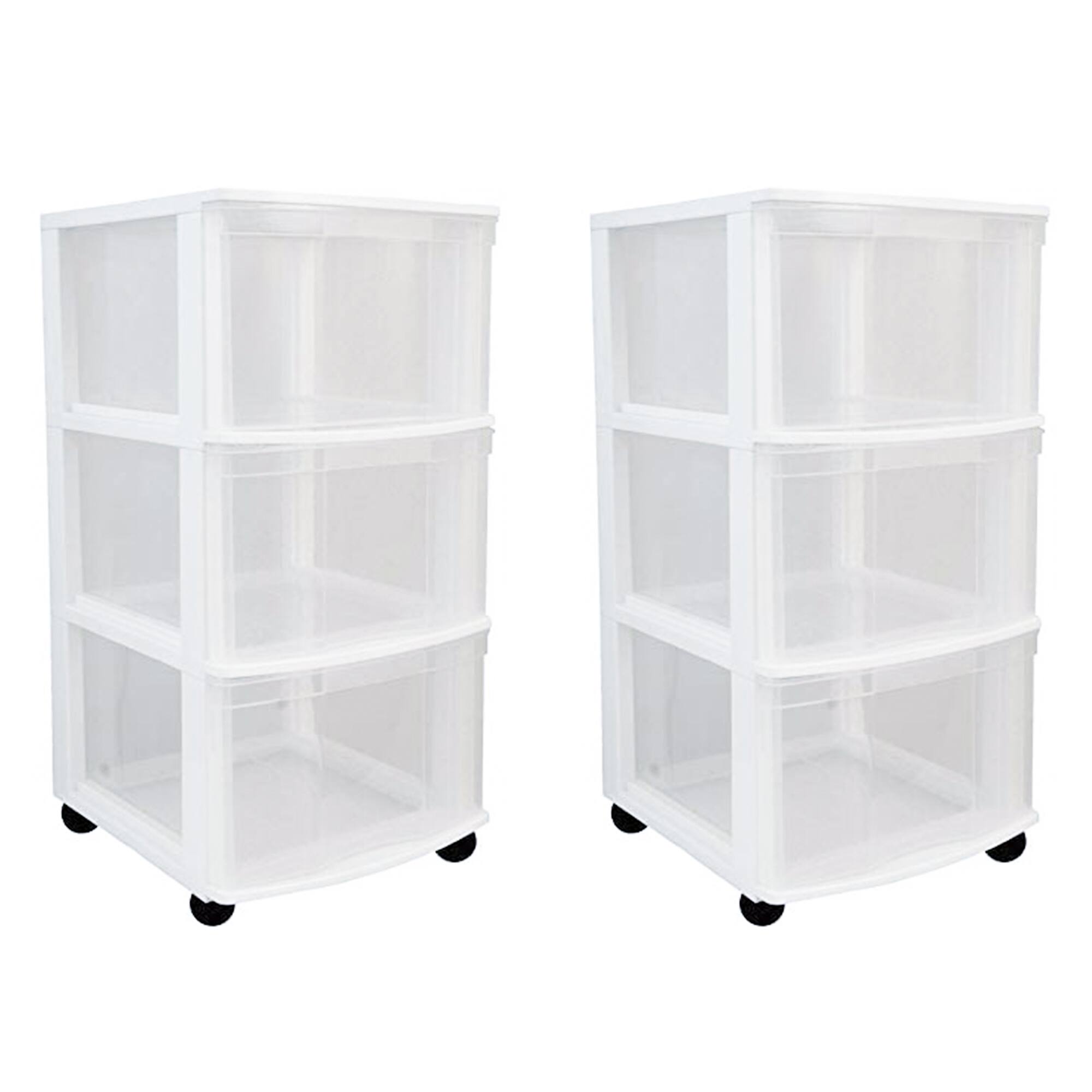 Front. Gracious Living - Gracious Living Classic 3 Drawer Organizer Plastic Storage Cart w/Wheels(2 Pack).