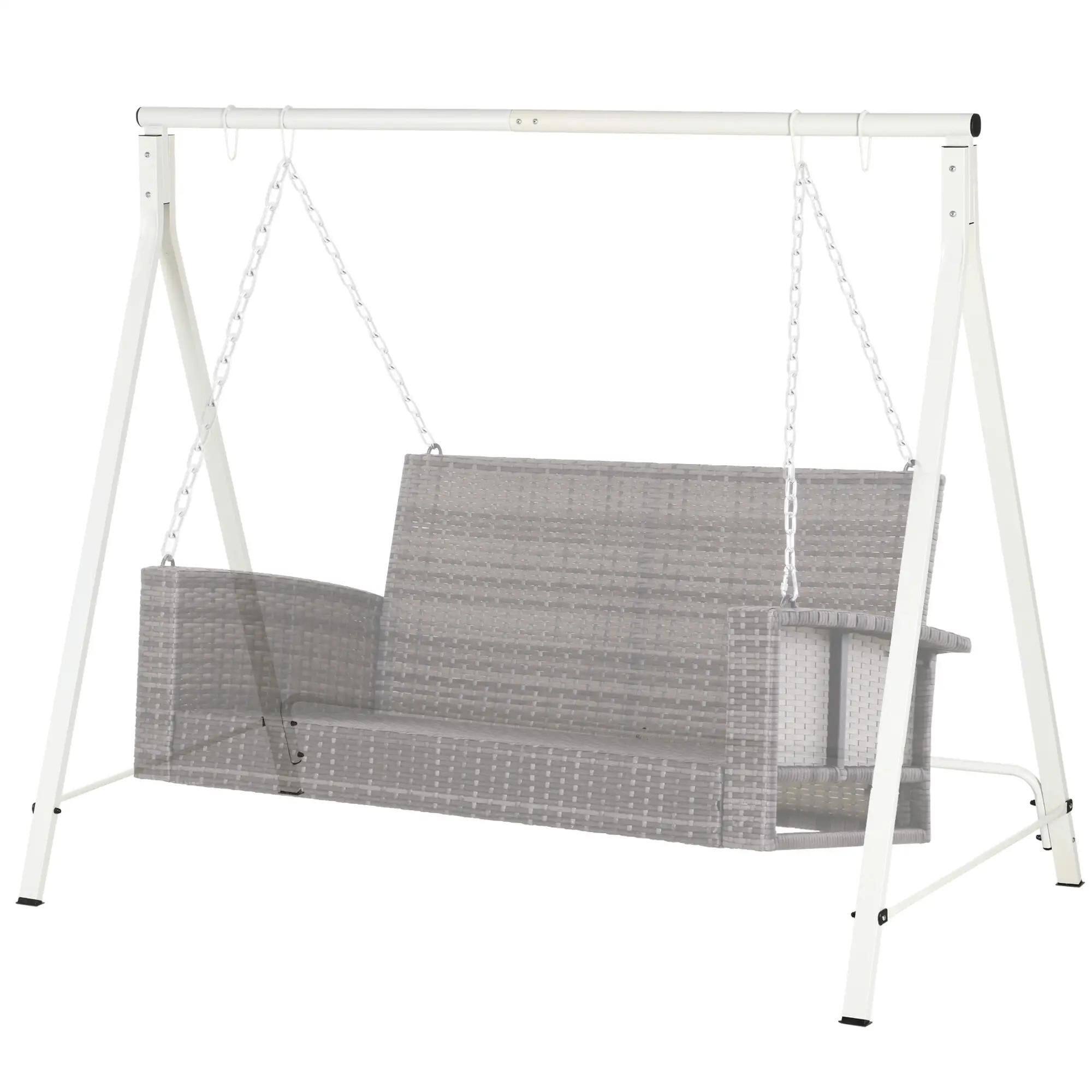 Angle. Resenkos - Resenkos Heavy Duty Swing Frame, Metal Porch Swing Stand, 528 lbs Capacity, Perfect for Backyard, Patio, Lawn, White.