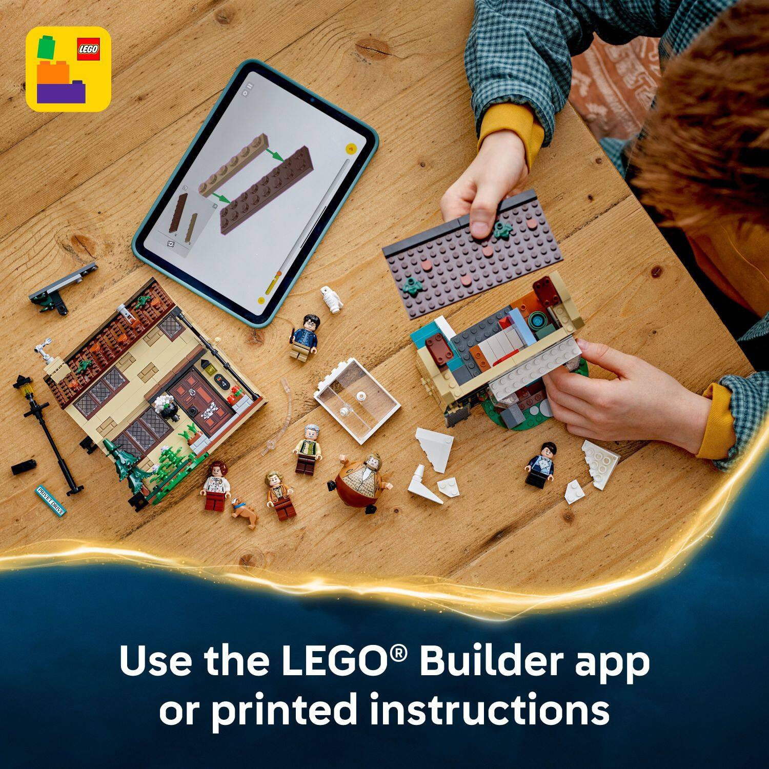 Use the LEGO® Builder app or printed instructions.