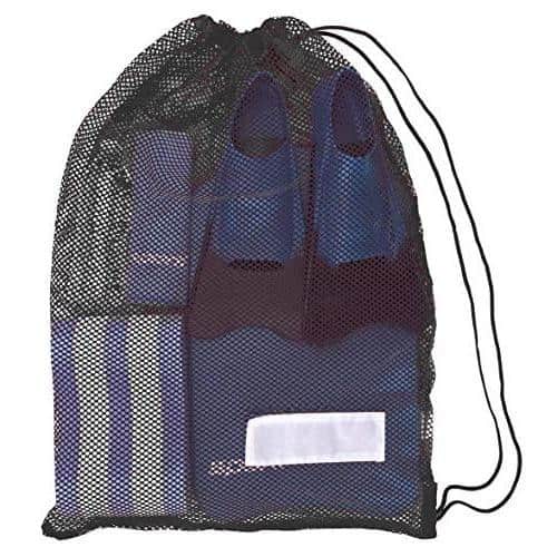 Cozy Serene - Swimming Equipment Bags Mesh Drawstring Backpack Swim Bag For Swimmers Beach - Black - Mesh Bag-1. Mesh Bag