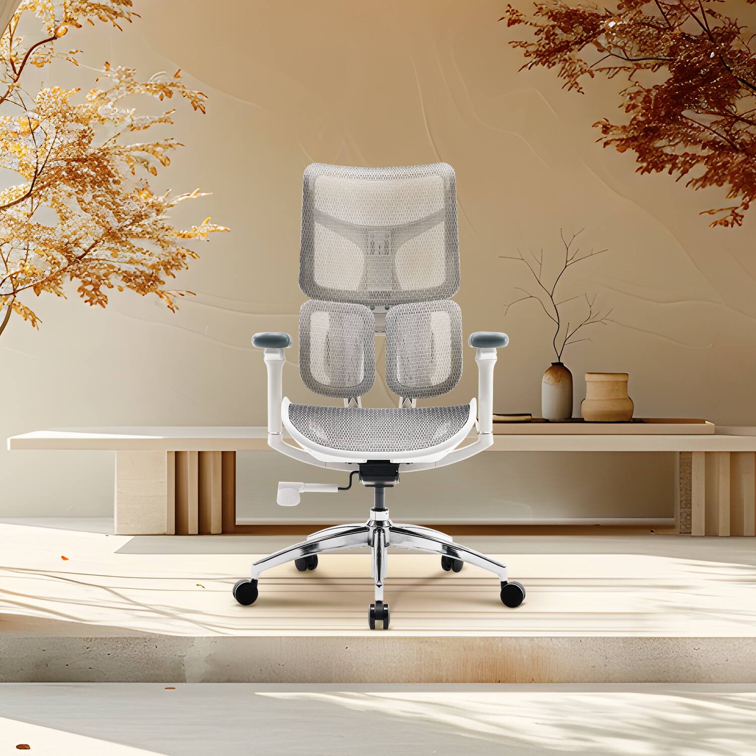 Alt View 8. SIHOO - S100 Ergonomic Office Chair, Gaming Chair Breathable Fabric, Dual Dynamic Lumbar Support for Gaming & Home - White.