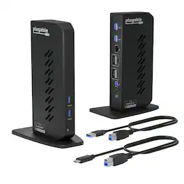 Plugable - USB 3.0 Universal Laptop Docking Station Dual DisplayPort 4K - Black